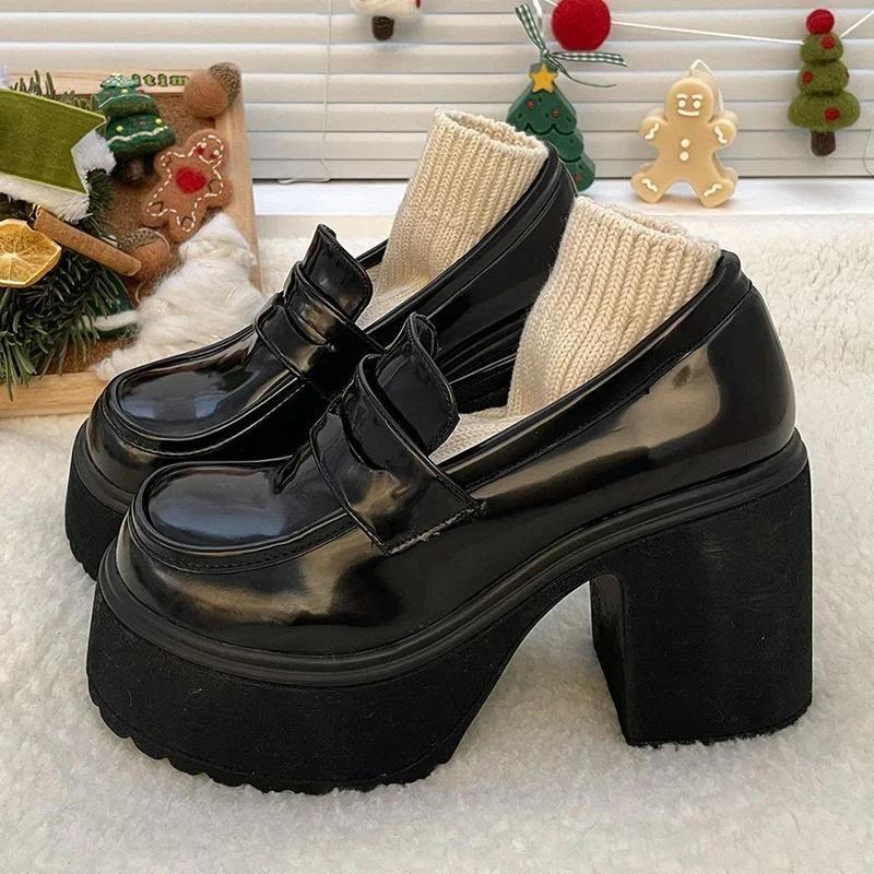 Salto Alto Sapato Solado Grosso Feminino Sapatos Femininos Retro De Salto Alto Com Solado Grosso, Mary Jane, Cor  Sólida, Luxuosos Para Uso Le Fu Sapato Casual Feminino Magazine Luiza