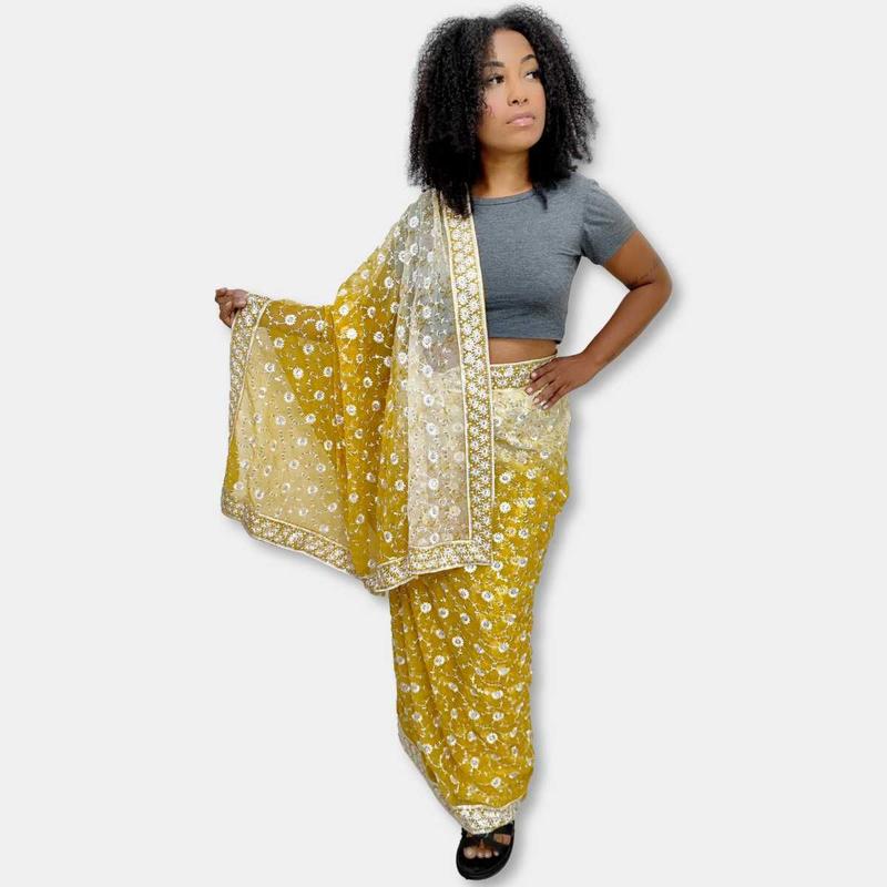Sari Saree Indiano Bordado Festa Importado Índia Original Sarat