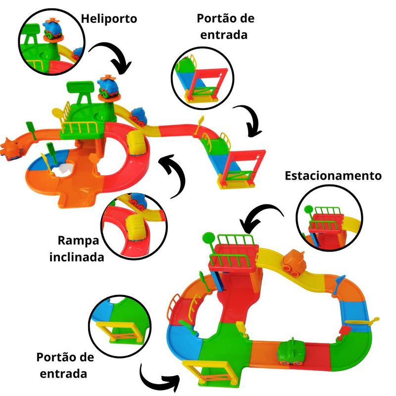 Pista de carrinhos brinquedo corrida infantil + 6 carrinhos pista baby  animal - Divplast - Pistas de Brinquedo - Magazine Luiza