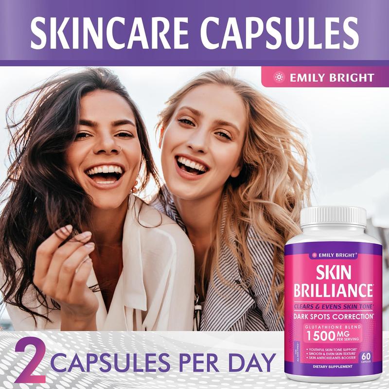 Suplemento de Glutationa Emily Bright INC - 1500mcg - 60 Cápsulas - Kit de Suplementos