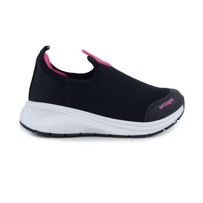Tênis Infantil Feminino Ortopé Flex Run Preto Rosa 2670 Tênis