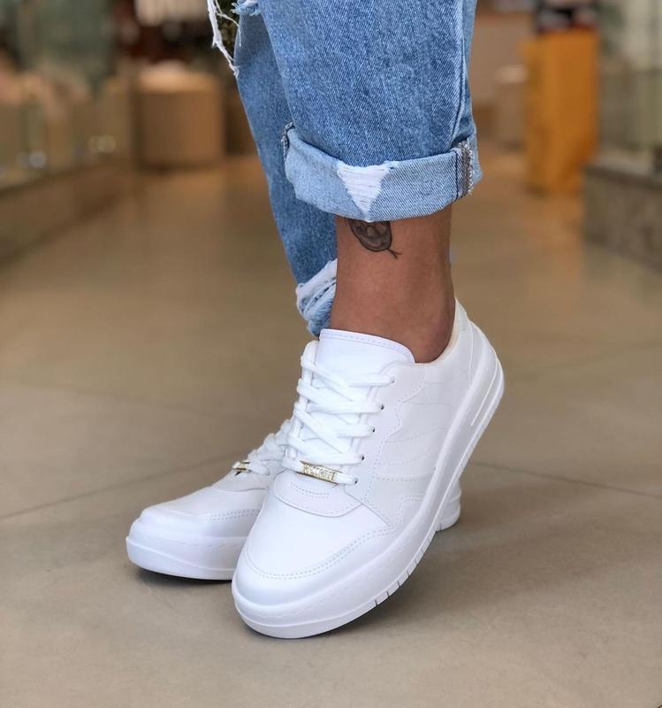Tênis Vizzano Casual Feminino Plataforma Branco Liso