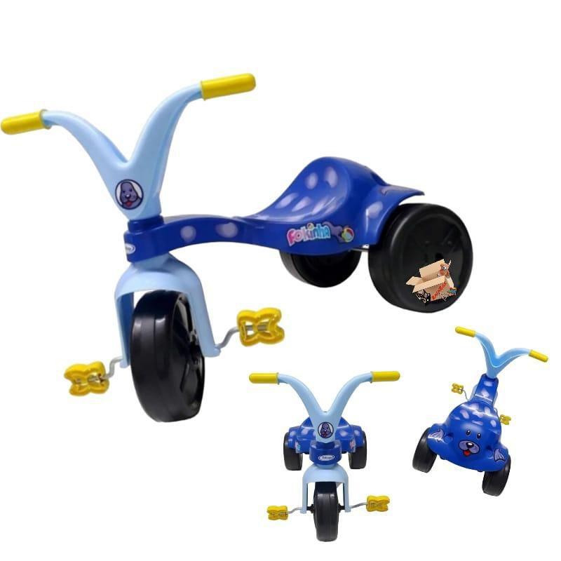 Motoca Infantil Triciclo Fast Azul com Empurrador e Proteção Pais