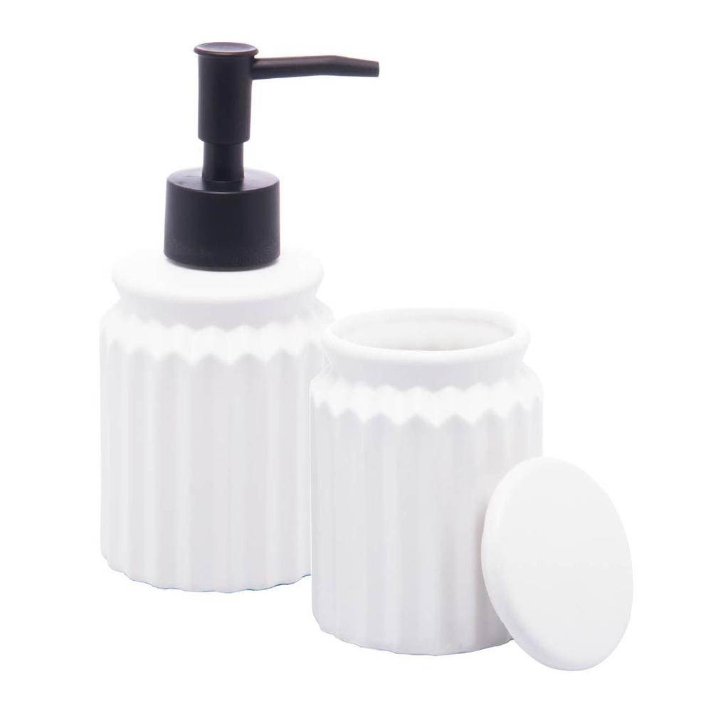 2 Peças para Banheiro Lyor Stripes de Cerâmica Branco