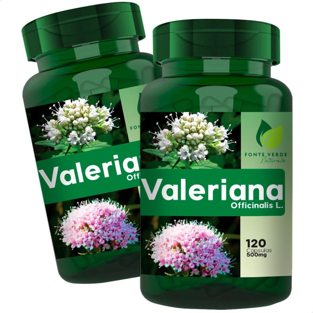 2 Potes Valeriana 100% Natural Kit 240 Cáps - Fonte Verde