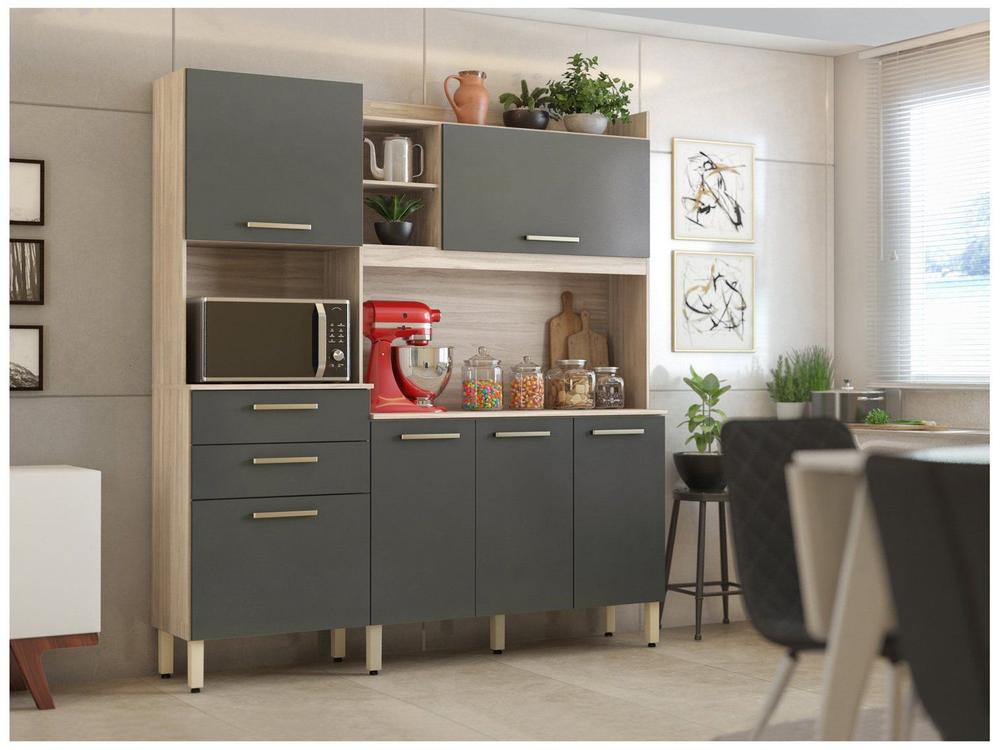 Armário de Cozinha Compacta Demóbile Select com Balcão Nicho para Micro-ondas 6 Portas 2 Gavetas
