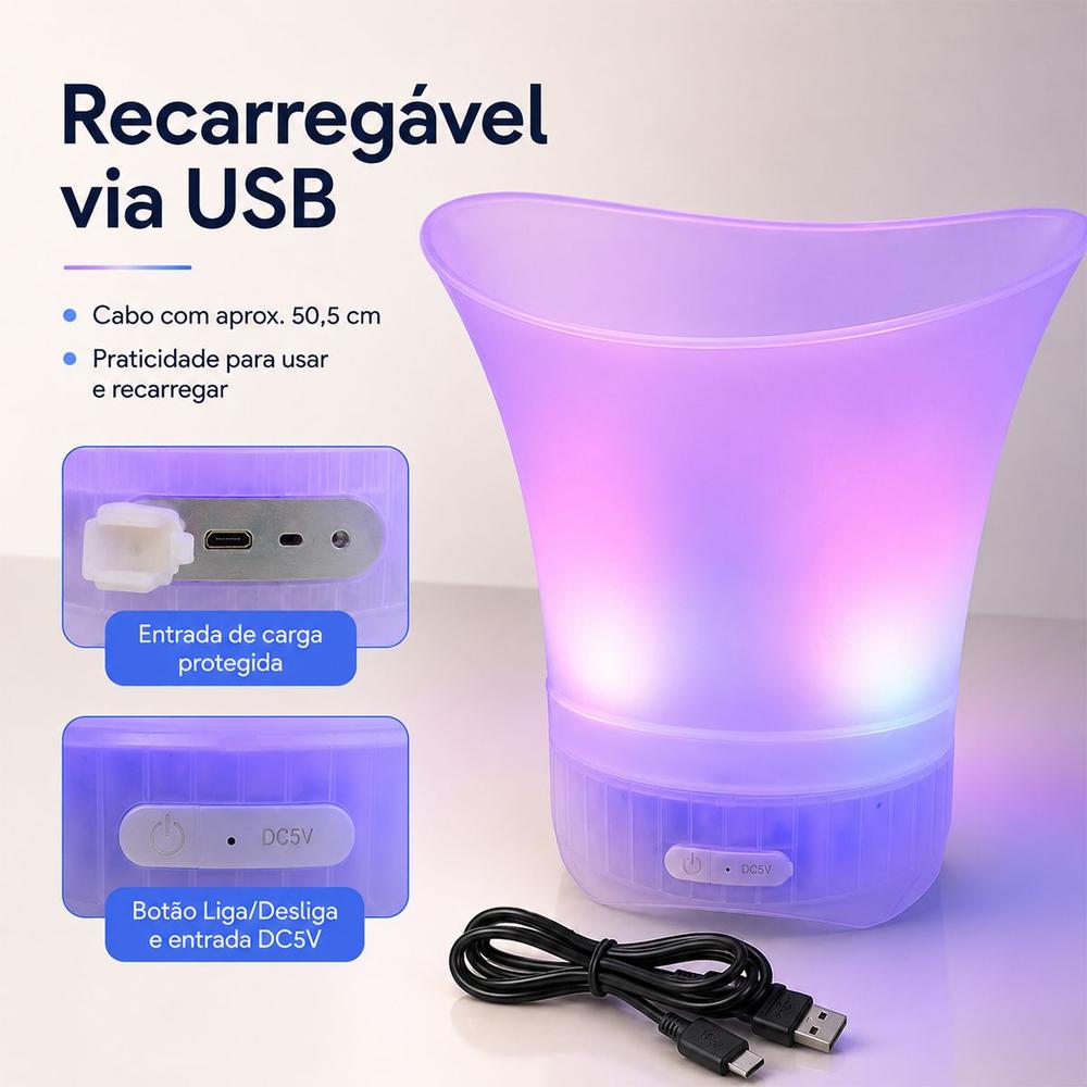 Balde De Bebidas Iluminado 5 Litros Com Som Bluetooth - Genérica - foto 2
