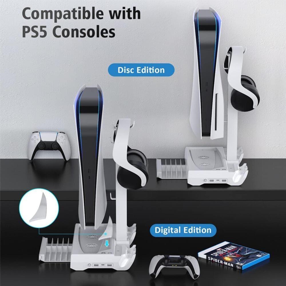 Base de Carregamento compativel para 2 Controles Dualsense de Playstation 5 Suporte para Headset e Jogos - foto 4