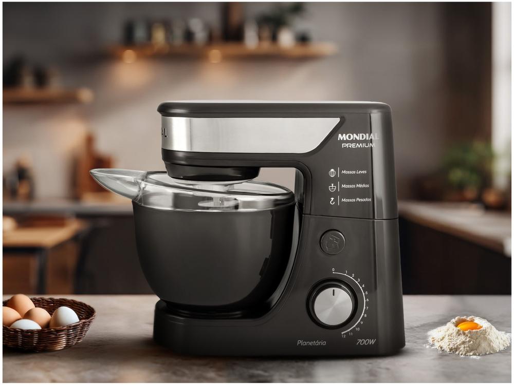 Batedeira Planetária Mondial Preto e Inox 700W