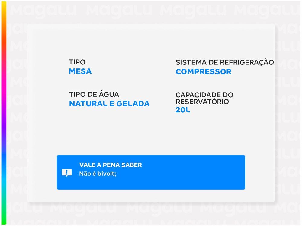 Bebedouro de Água Esmaltec de Mesa Refrigerado por Compressor Gelágua EGM30 Branco - foto 2