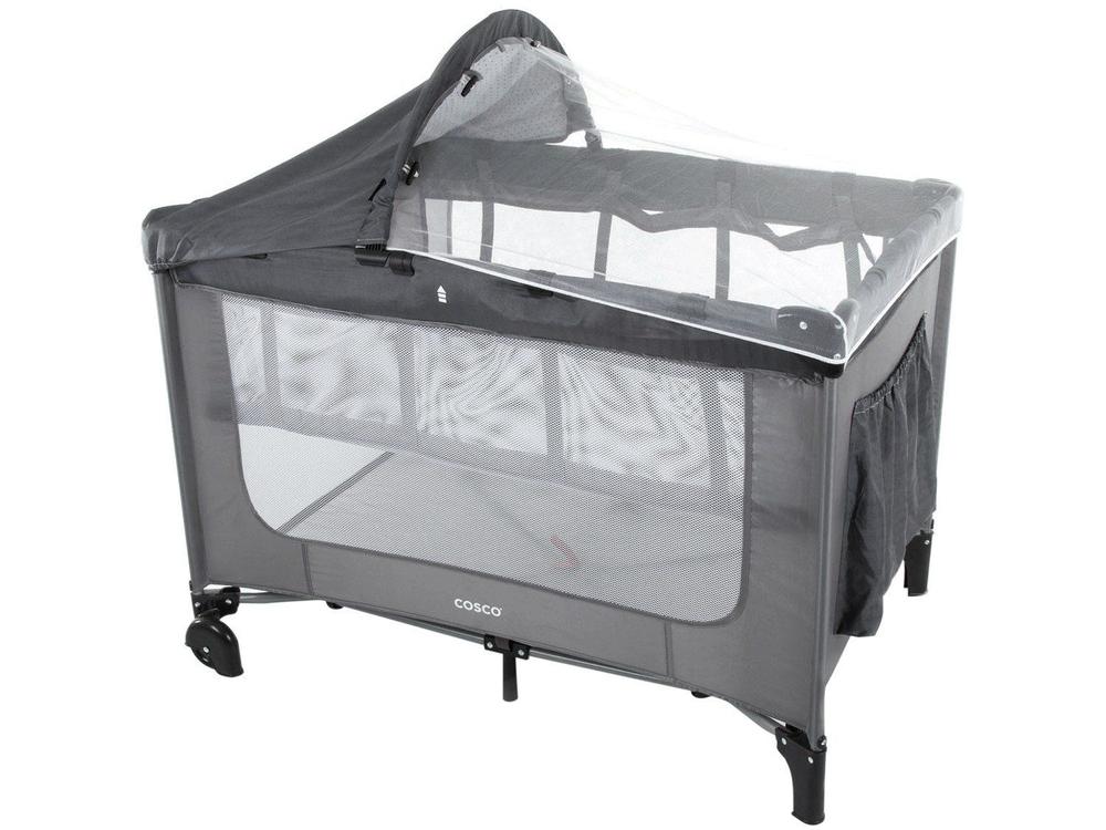 Berço Portátil Happy  2 Alturas Cinza Cosco Kids