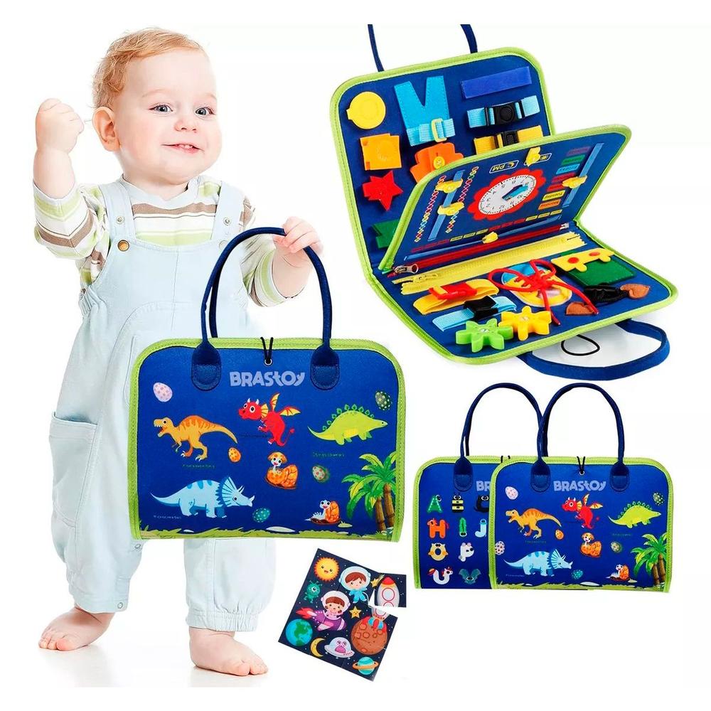 Brinquedo Educativo Infantil Maleta de Atividades Aprendizados Pedagógica Montessori Sensorial Diversão para Bebês Crianças