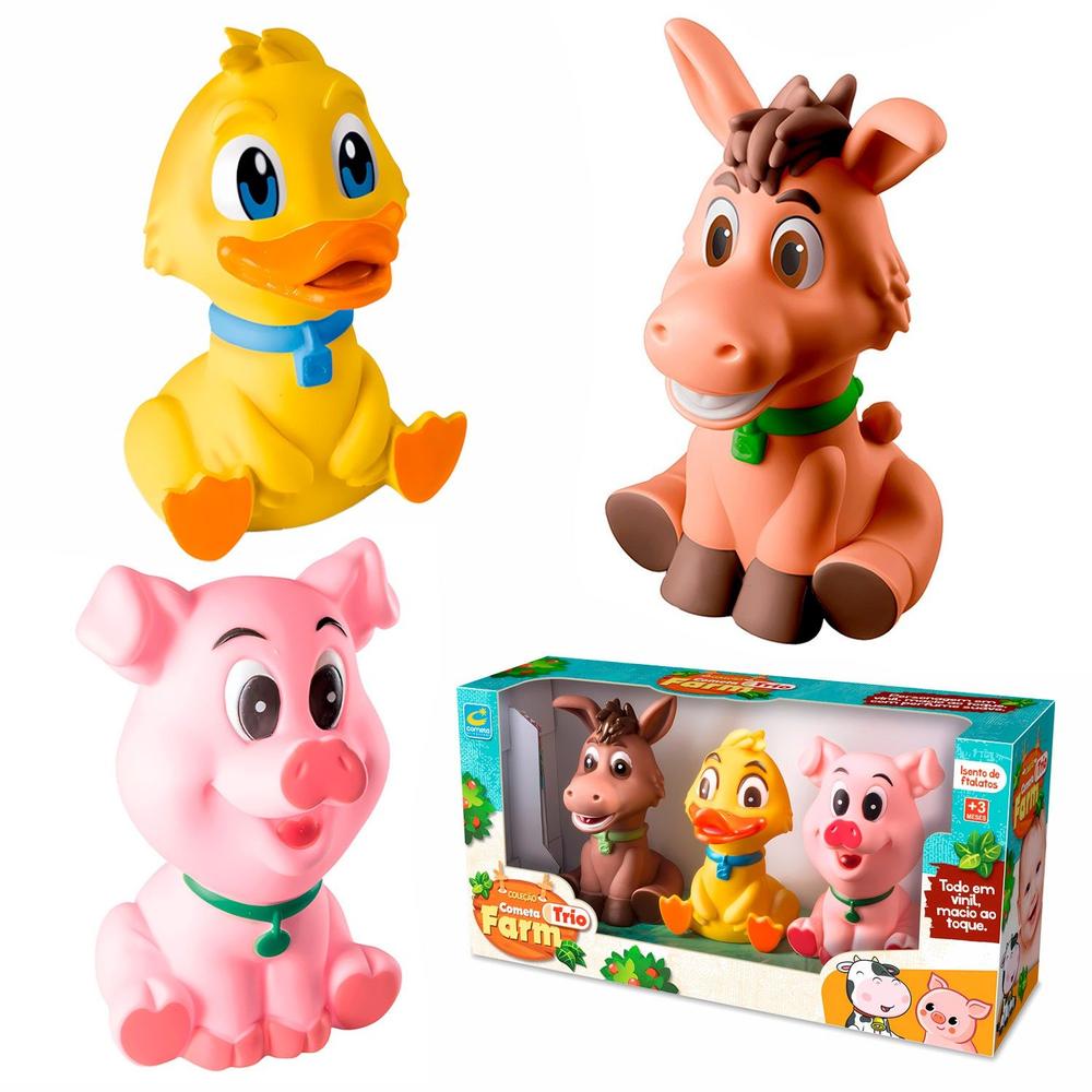 Brinquedo Mordedor Farm Baby Infantil Bonecos Em Vinil Para Bebês Menina Menino
