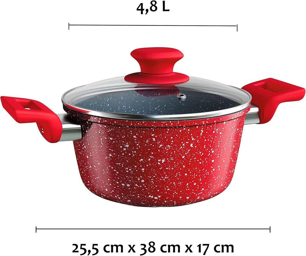 Caçarola 24 cm ColorStone de alumínio com antiaderente e tampa de vidro, Volcano, ALU8655-VO, Euro Home - foto 2
