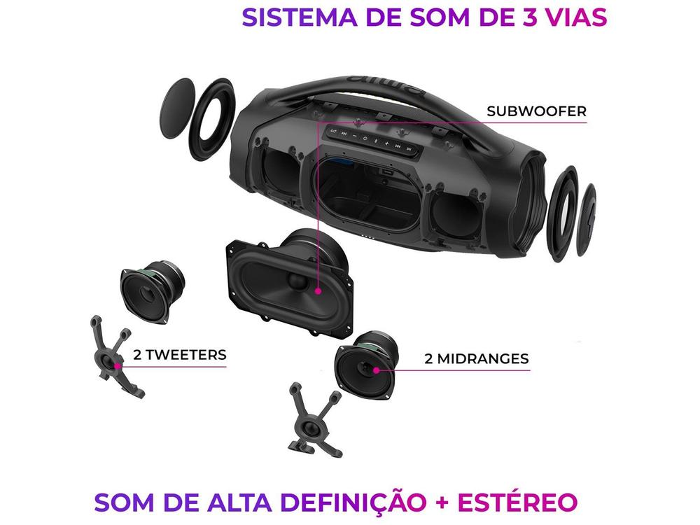 Caixa de Som Aiwa Boombox Plus AWS-BBS-01-B Bluetooth Amplificada 200W USB