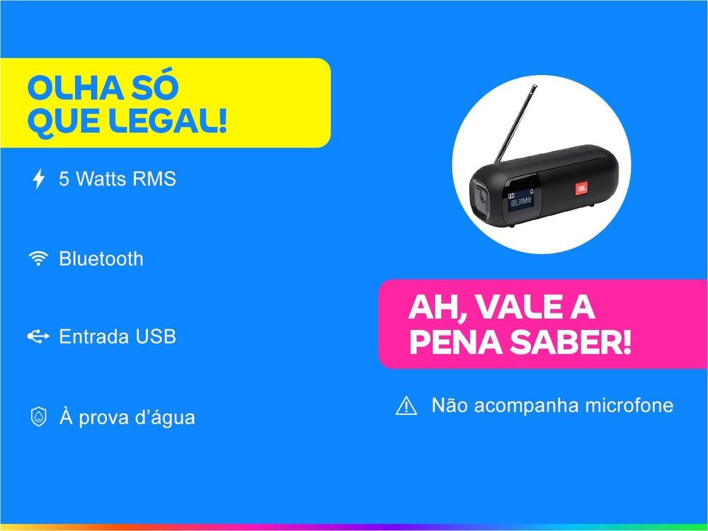 Caixa de Som JBL+ Linha Tuner 2 FM Bluetooth - Portátil 5W à Prova de Água USB - foto 2