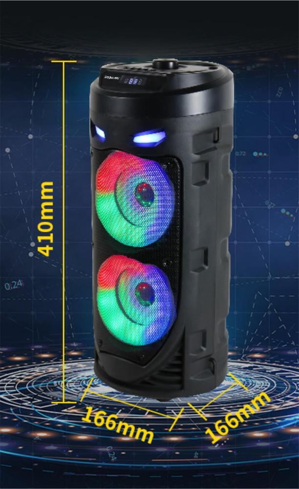 Caixa De Som Portátil Torre Bluetooth Rádio Fm Mp3 Pen Drive Usb Sd Microfone Controle Bateria Led Rgb Grasep