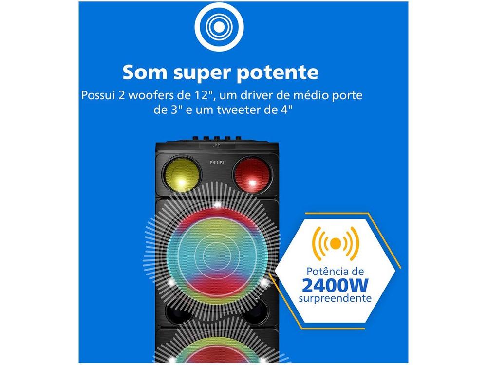 Caixa de Som Torre Philips TAX5509/78 Party Speaker 2400W