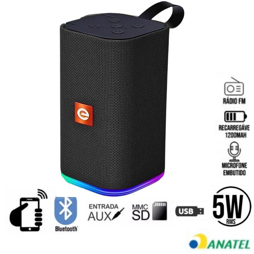 Caixinha de Som Soundbox Bluetooth Multimidia Portátil USB MicroSD Auxiliar Exbom CS-M31BTL 5W
