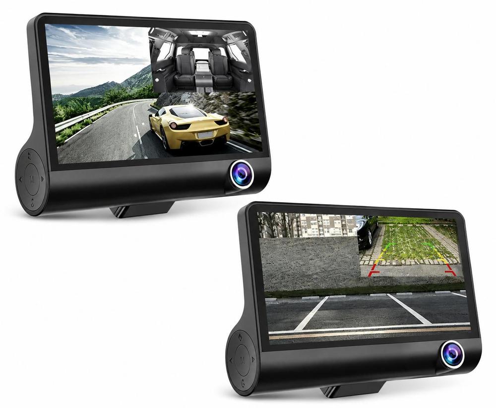 Camera Automotiva_KNUP KPS132 3 Câmeras Tela LCD 4 Full HD 1080p Visão Noturna Sensor G Loop Câmera de Ré...