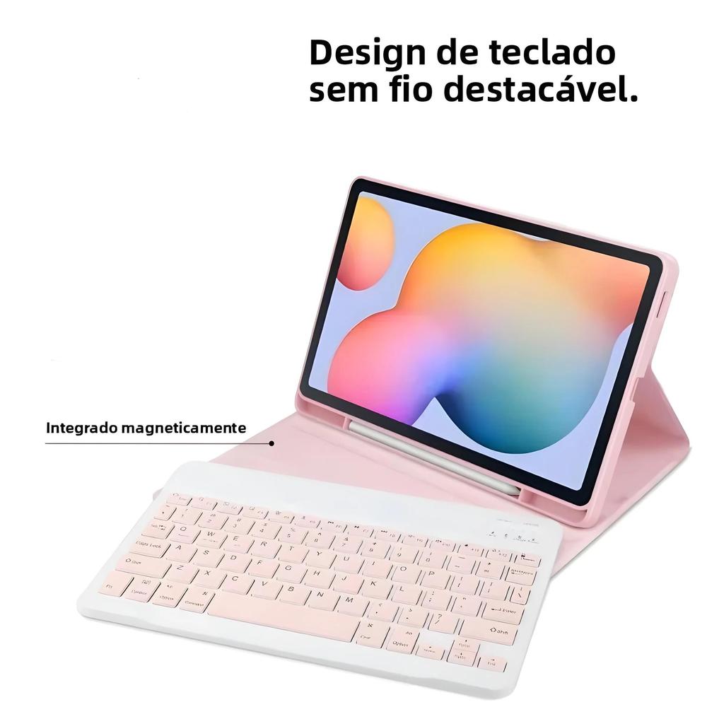 Capa Com Teclado Magnético Para Samsung Galaxy Tab A11 8.7 Polegadas 2025 SM-X133 SM-X135 - NONE