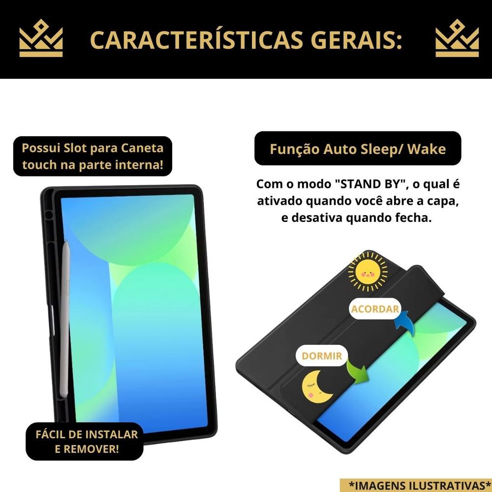Capa fundo acrilico + caneta para Galaxy A11 8,7” SM-X130 - genérica