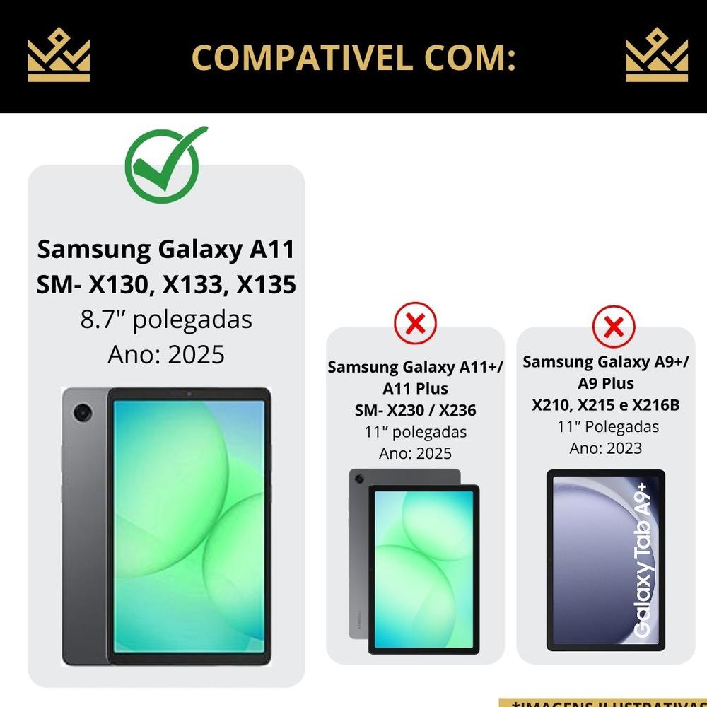 Capa fundo acrilico + caneta para Galaxy A11 8,7” SM-X130 - genérica