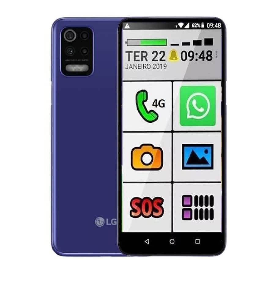Celular Idoso LG 64Gb Azul 4Gb Ram Botão Grande SOS Facil Usar