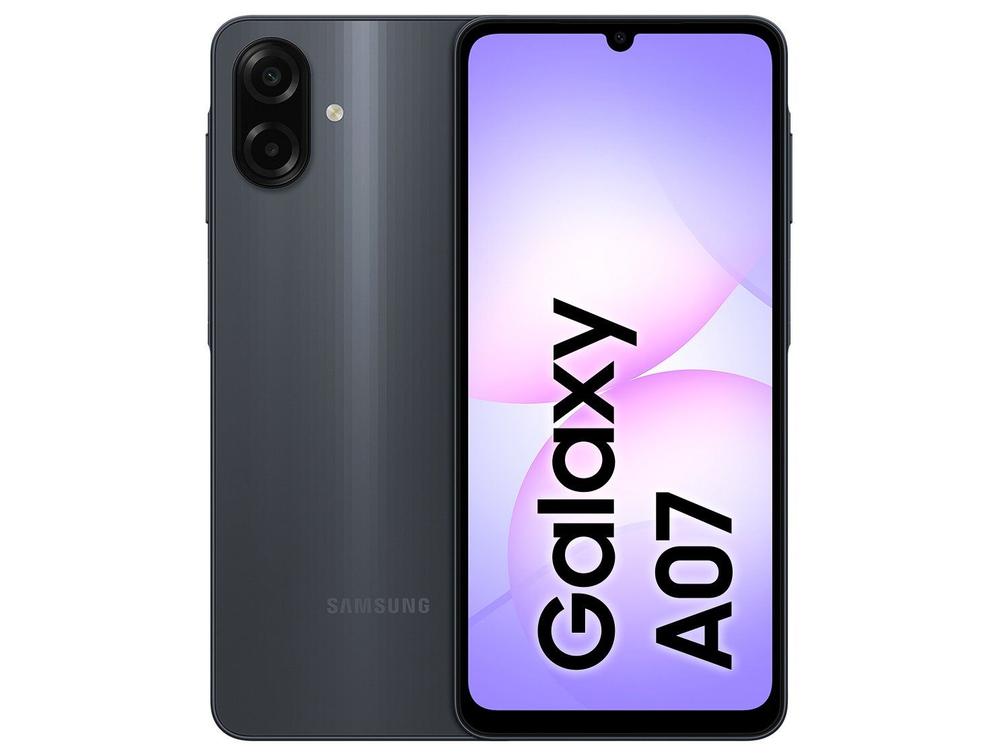Celular Samsung Galaxy A07 128GB Preto 4GB RAM Tela 6,7" Câm. Dupla + Selfie 8MP