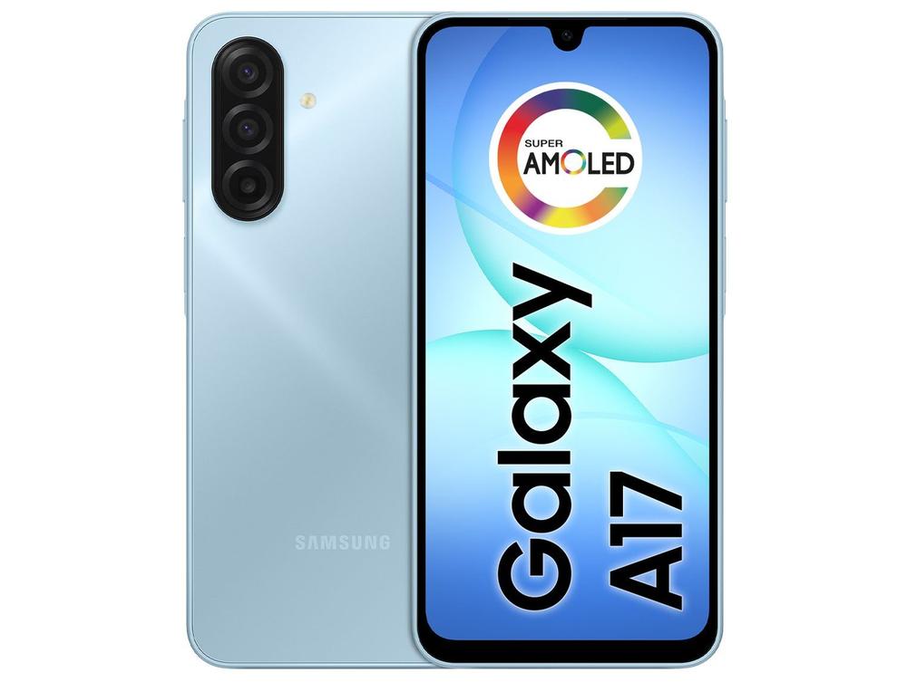 Celular Samsung Galaxy A17 256GB 8GB RAM Azul 6,7" Câm. Tripla + Selfie 13MP