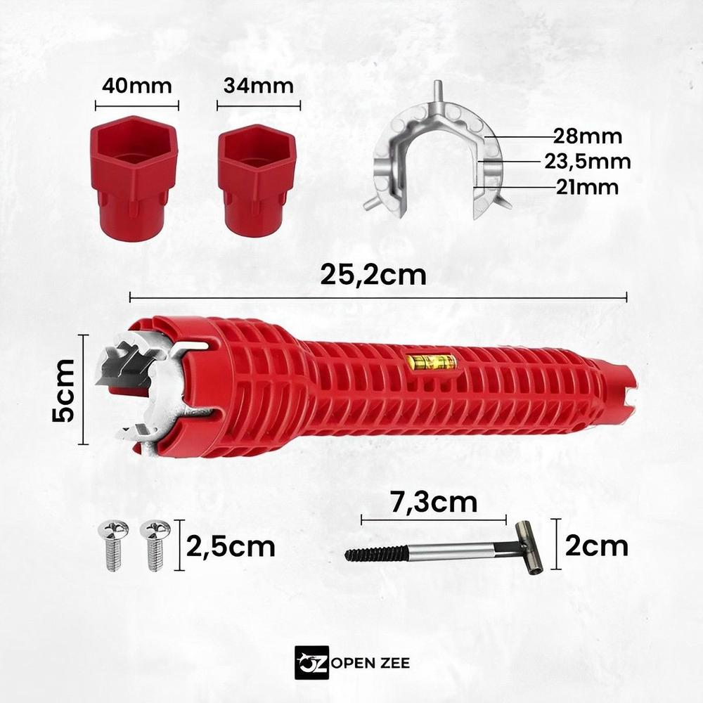 Chave de Grifo Inglesa Universal Hidráulica Ferramenta Multifuncional 8 em 1 Pia Torneira Cano - OPEN ZEE