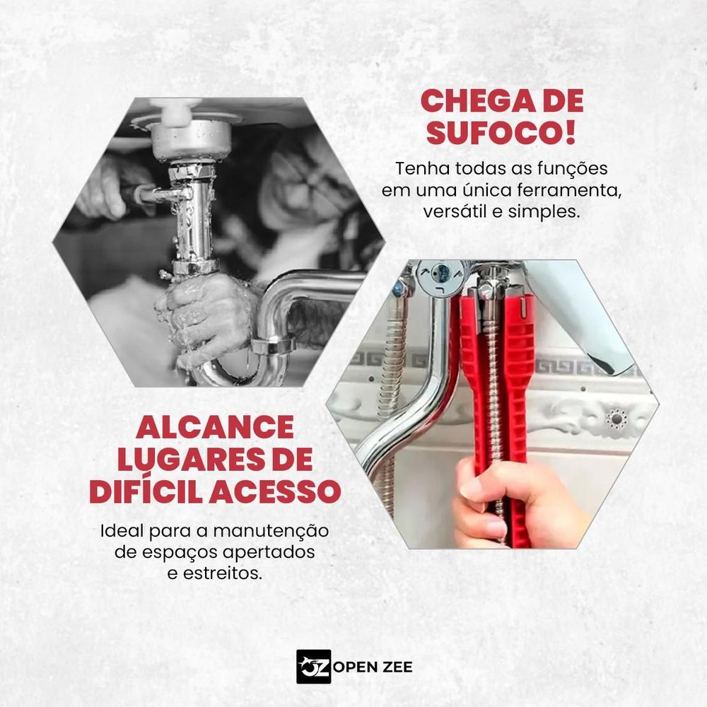 Chave de Grifo Inglesa Universal Hidráulica Ferramenta Multifuncional 8 em 1 Pia Torneira Cano - OPEN ZEE