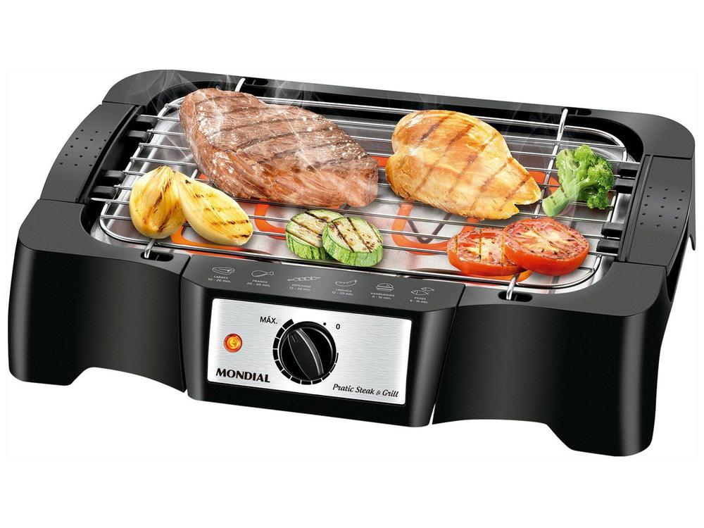 Churrasqueira Elétrica Mondial Pratic Steak & Grill Grelha com Altura Regulável 1200W 127V CH-07