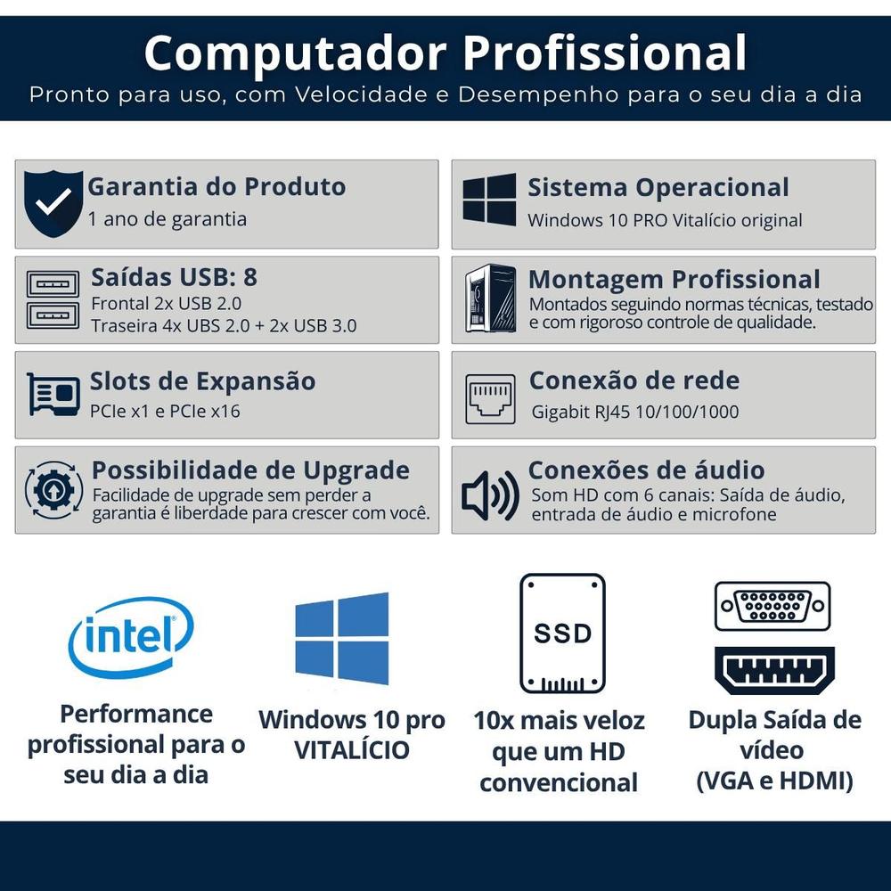 Computador Completo Intel I7 16gb Ssd 240 Monitor 20 W10 Pro - ASTECH | Magazine Jota Agora - foto 4