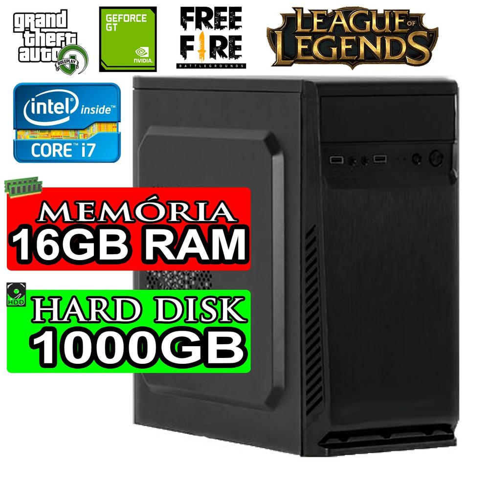Computador Gamer Intel Core i7 16GB de Memória HD 1TB Placa de Video Geforce 2GB - marketpc