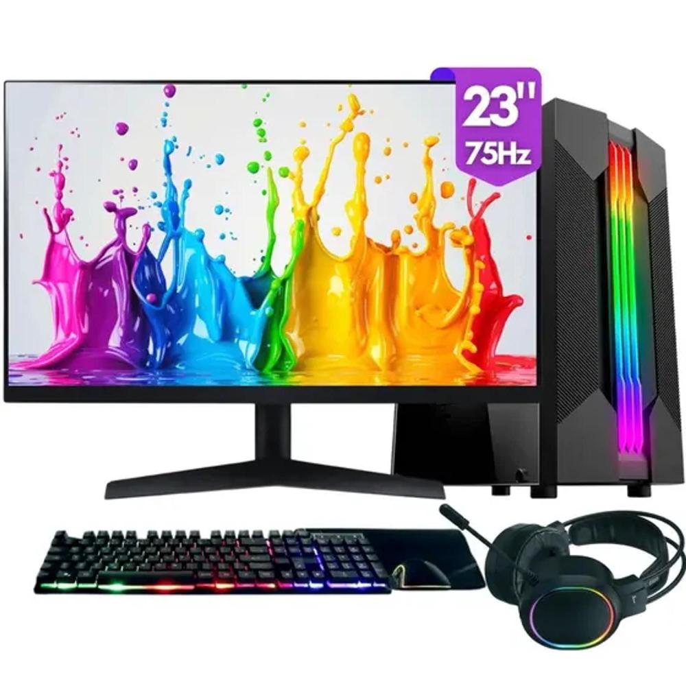 Computador Gamer Intel Core i7, 16GB RAM, SSD 1TB, Fonte 500W, Monitor 23", Kit Gamer completo - Clique PC