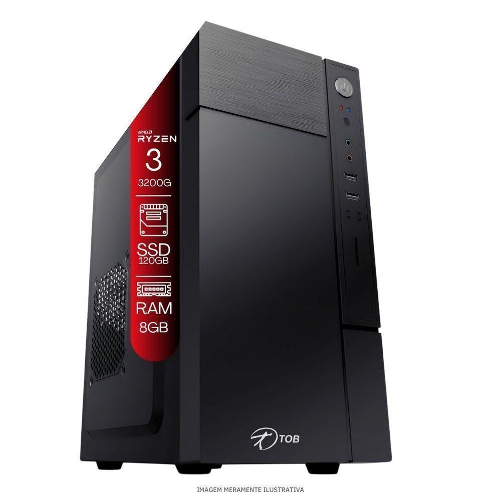 Computador Home Office Ryzen 3 3200G 8GB DDR4 SSD 120GB Radeon Veja 8 Windows 11 A320 Monitor 19 Pronto...