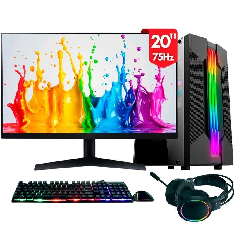Computador PC Gamer completo 2Eletro Chroma, Intel Core i5, 16GB, SSD 512GB, Monitor 20, Kit Gamer
