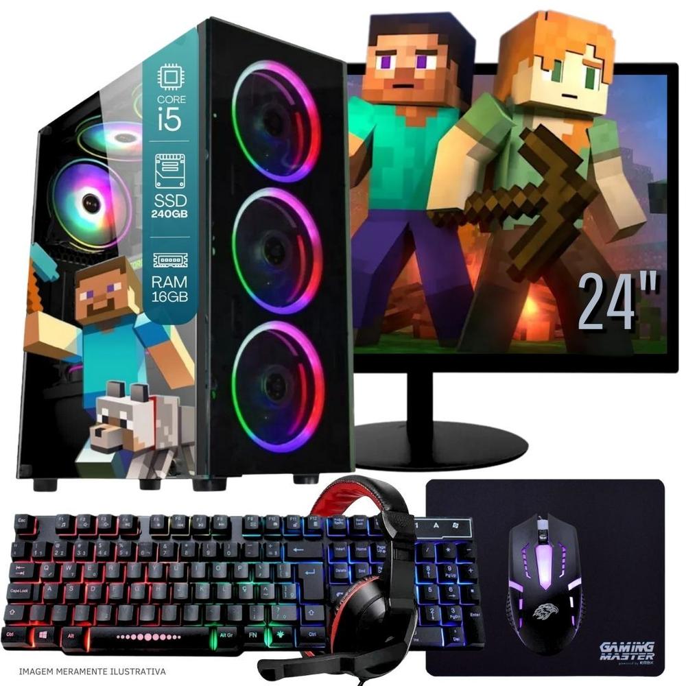 Computador PC Gamer Completo TOB Intel Core i5 SSD 240GB 16GB Teclado Mouse Mouse Pad e Headset Gamer...