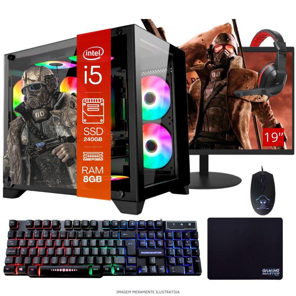 Computador PC Gamer Completo TOB Intel Core i5 SSD 240GB 8GB Gabinete Aquário Teclado Mouse Mouse Pad e...