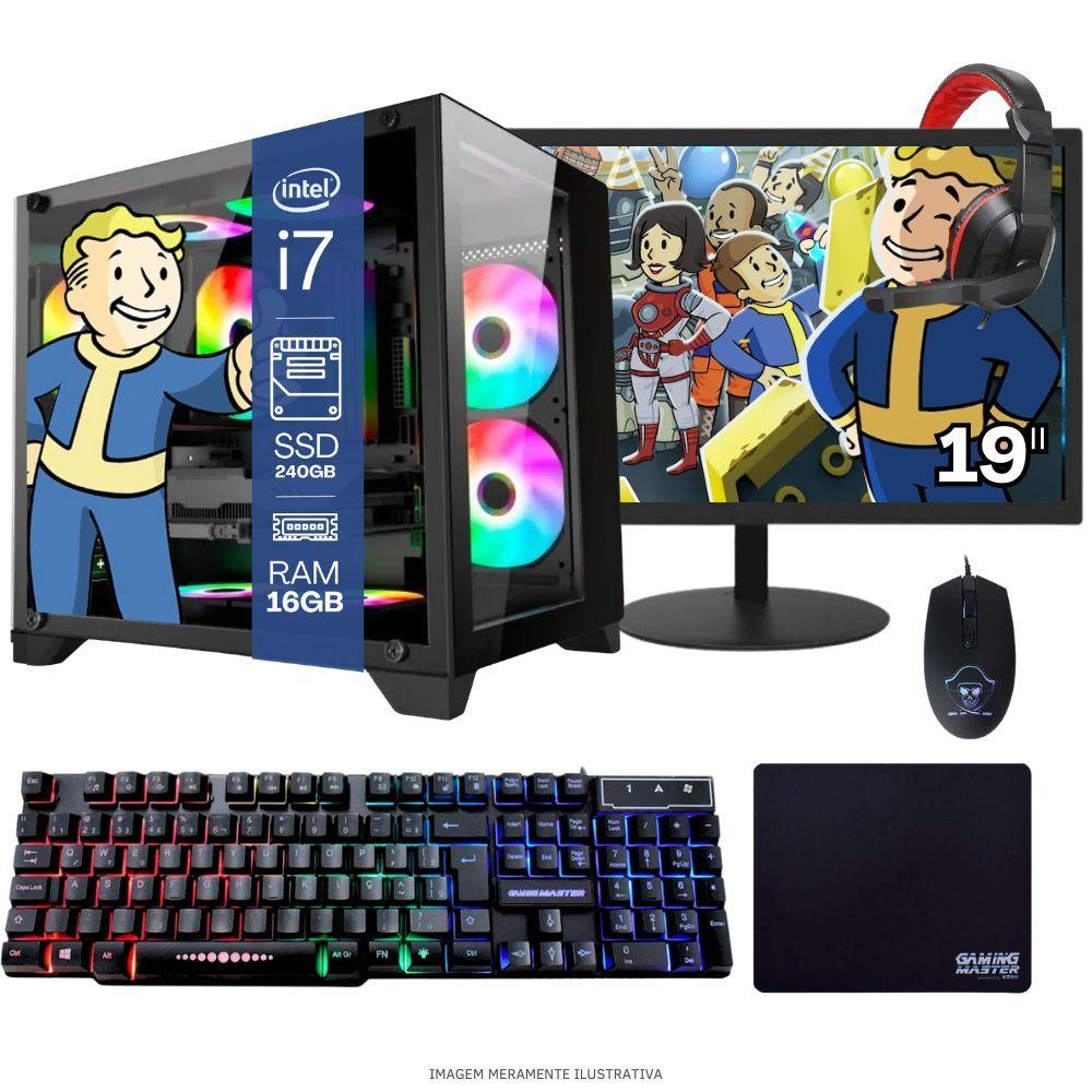 Computador PC Gamer Completo TOB Intel Core i7 SSD 240GB 16GB Gabinete Aquário Teclado Mouse Mouse Pad e...