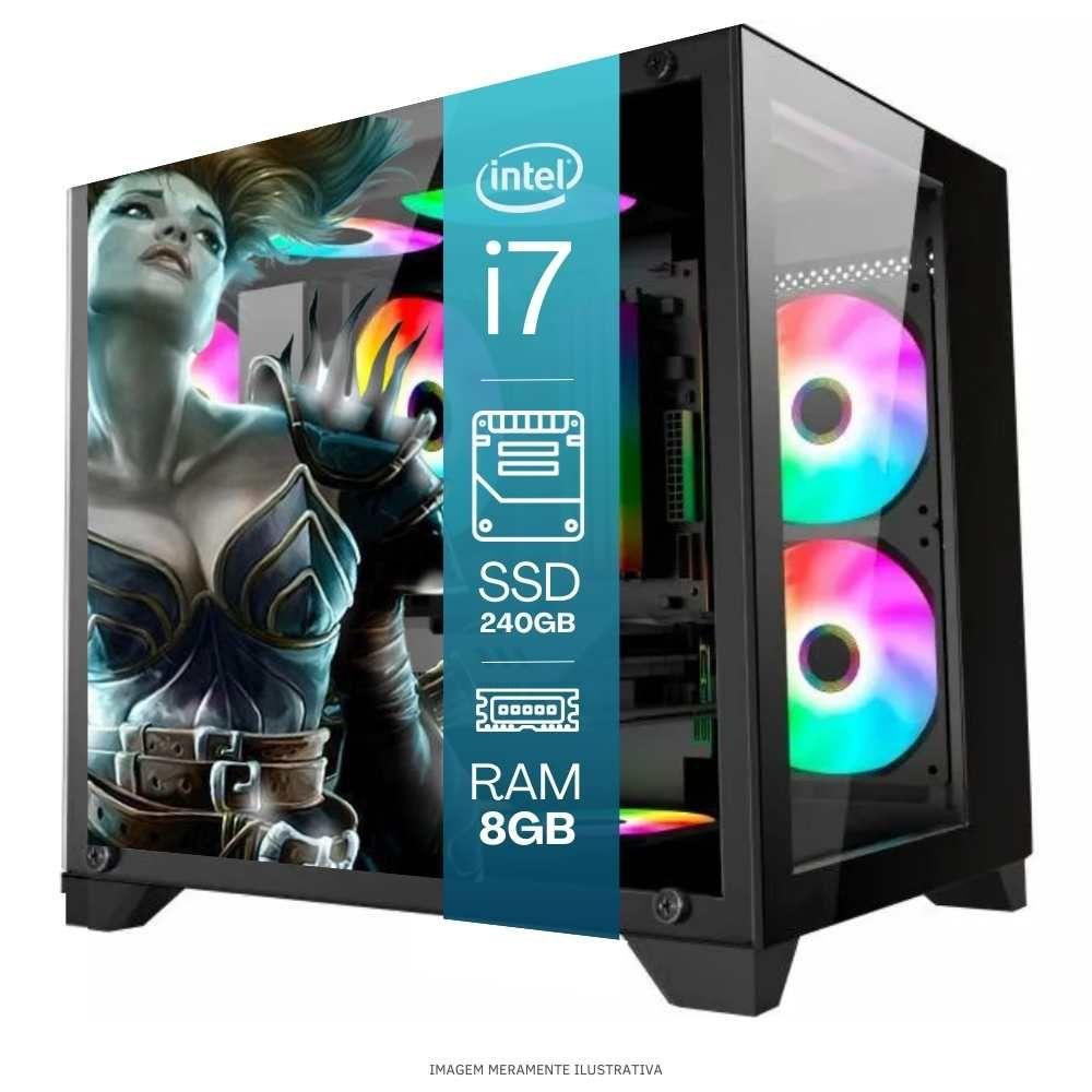 Computador PC Gamer Completo TOB Intel Core i7 SSD 240GB 8GB Gabinete Aquário Teclado Mouse Mouse Pad e...