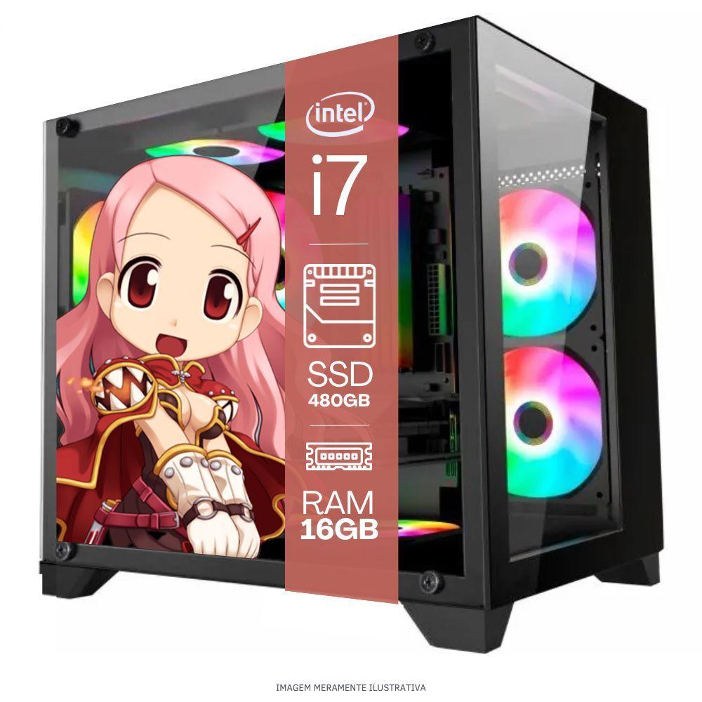 Computador PC Gamer Completo TOB Intel Core i7 SSD 480GB 16GB Gabinete Aquário Teclado Mouse Mouse Pad e...