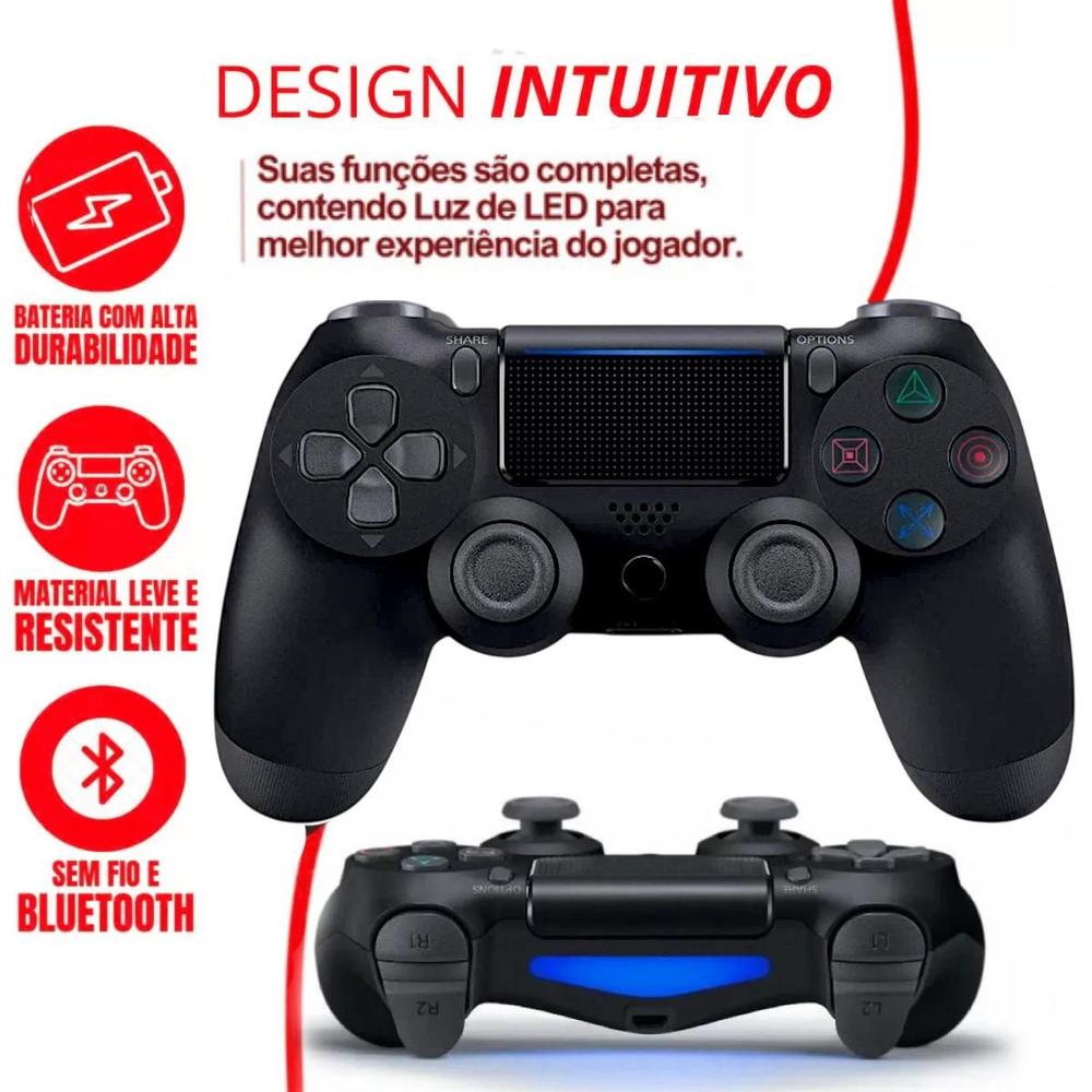 Controle Compativel Ps 4 Pc Sem fio Gamer Joystick Manete Wireless Cor Preto - foto 2