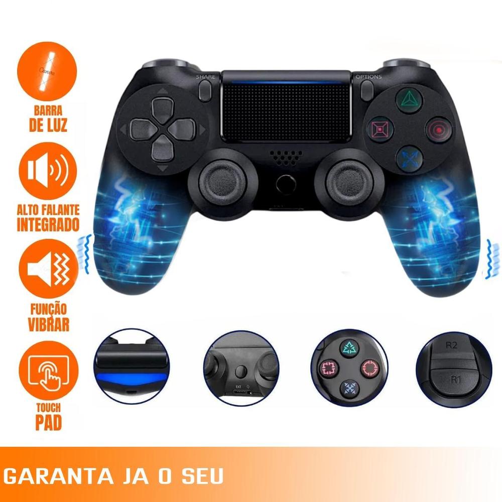 Controle Compativel Ps 4 Pc Sem fio Gamer Joystick Manete Wireless Cor Preto - foto 4