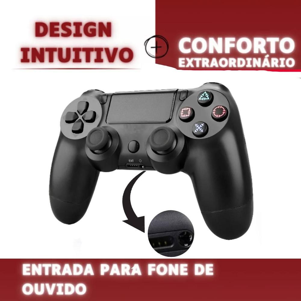 Controle Compativel Ps 4 Pc Sem fio Gamer Joystick Manete Wireless Cor Preto - foto 3