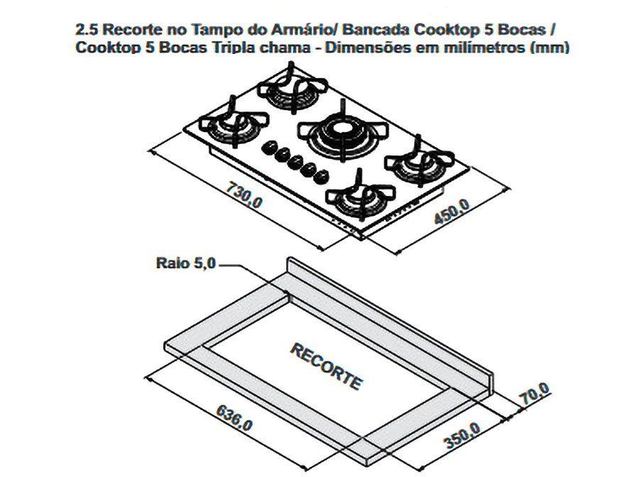 Cooktop 5 Bocas a Gás GLP Itatiaia Preto Essencial - foto 2