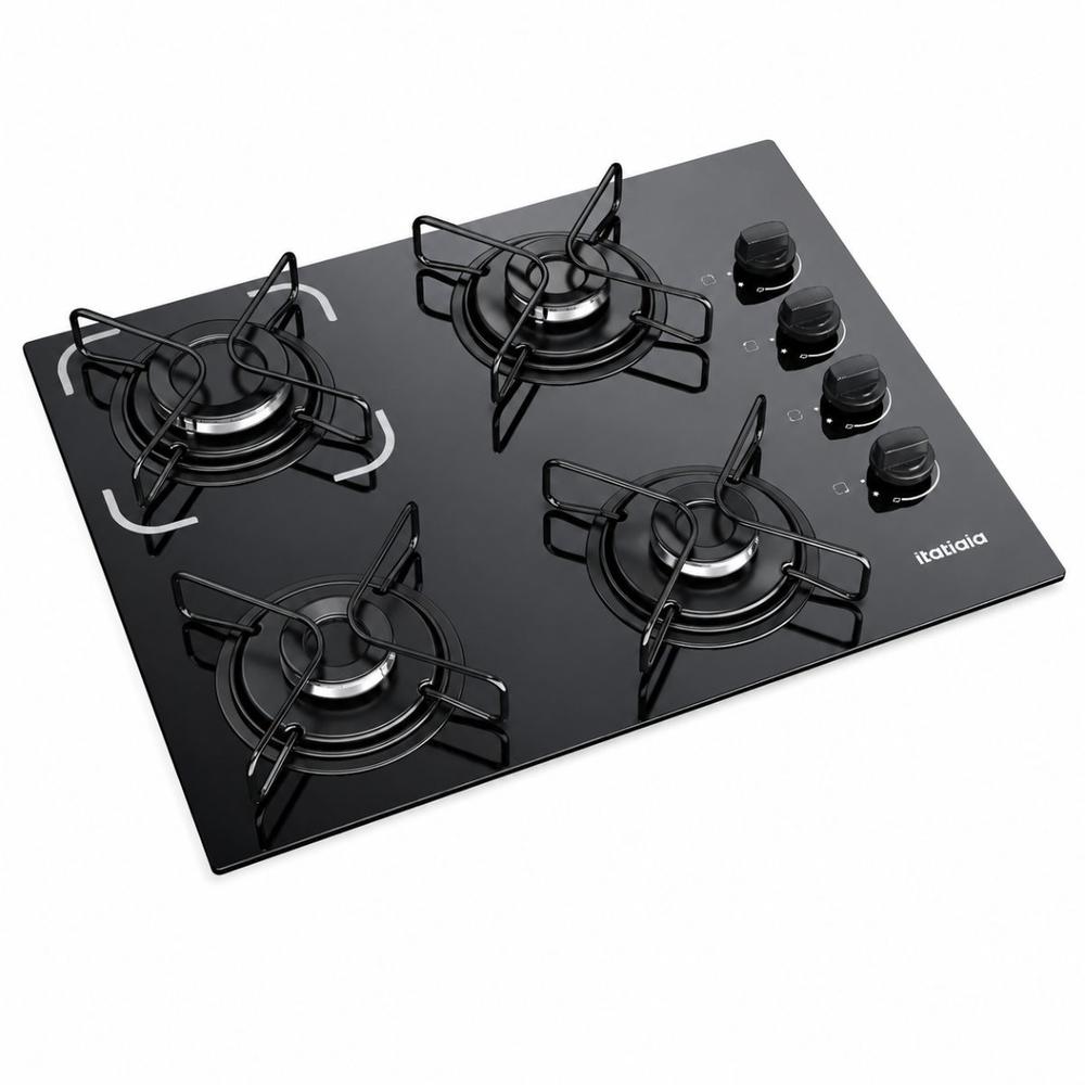 Cooktop Essencial 4 Bocas Mesa Vidro Preto Bivolt Itatiaia