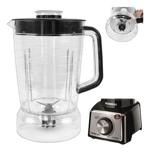 Copo de Liquidificador Compatível Mondial Turbo Premium Inox L1000 L1100 Preto