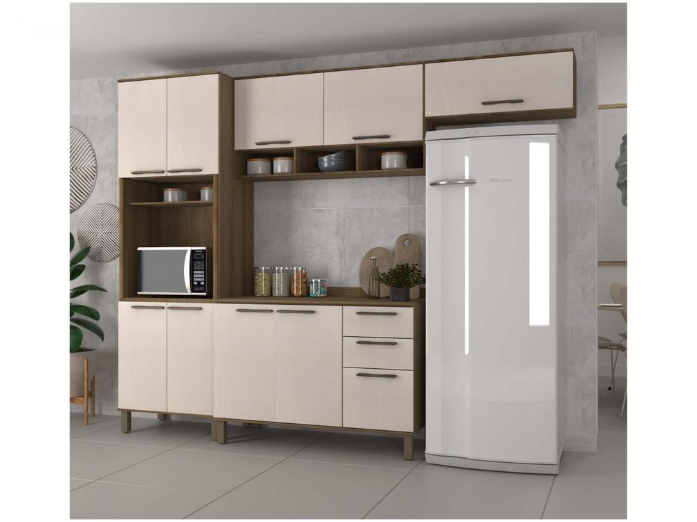 Cozinha Compacta Luciane Suíça 7 Portas Avelã, Off white